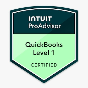 Intuit QuickBooks Level 1 Certified ProAdvisor badge